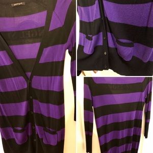 Black & Purple Striped Cardigan